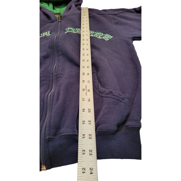 John Deere Hooded Sweatshirt Full Zip Blue/Green Size L 14/16 - Picture 4 of 5